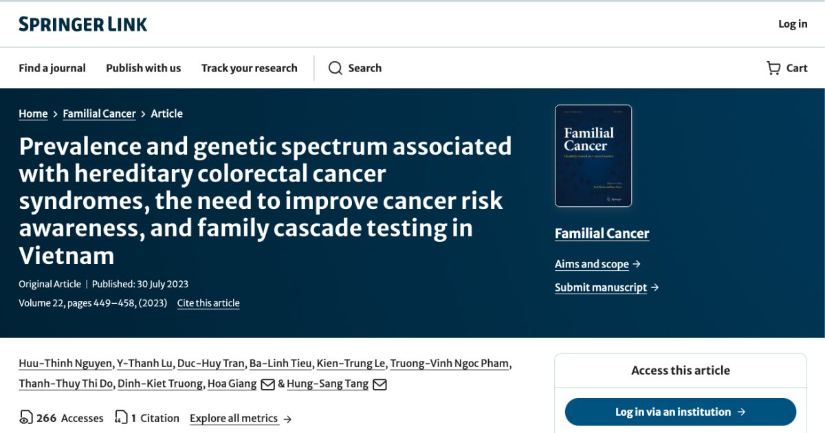Prevalence and genetic spectrum associated with hereditary colorectal cancer syndromes, the need to improve cancer risk awareness, and family cascade testing in Vietnam