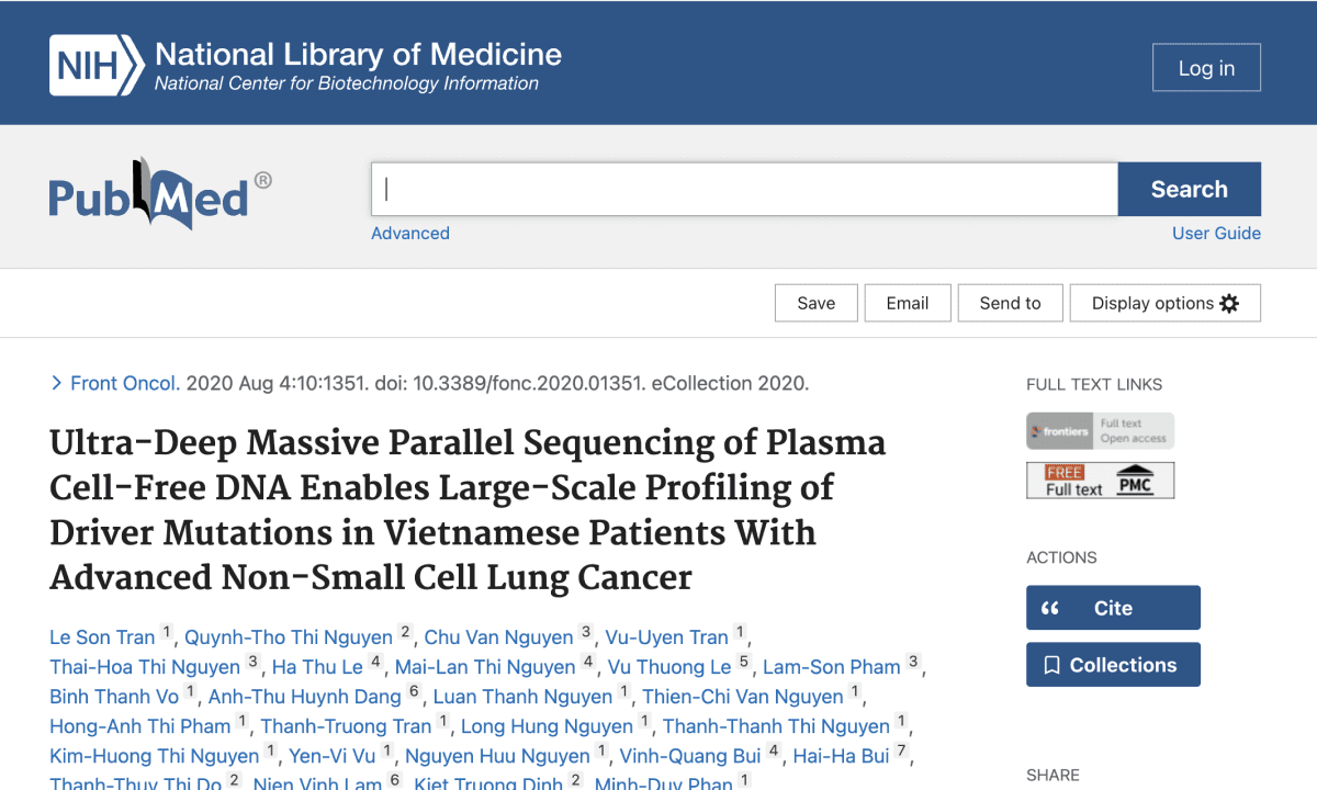 Ultra-Deep Massive Parallel Sequencing of Plasma Cell-Free DNA Enables Large-Scale Profiling of Driver Mutations in Vietnamese Patients With Advanced Non-Small Cell Lung Cancer